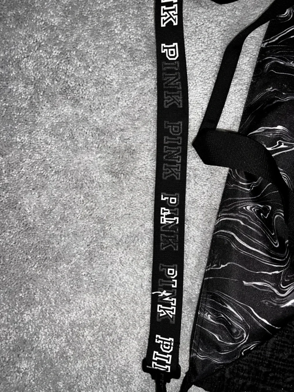 PINK Victoria's Secret Black Marble-Trim Duffel